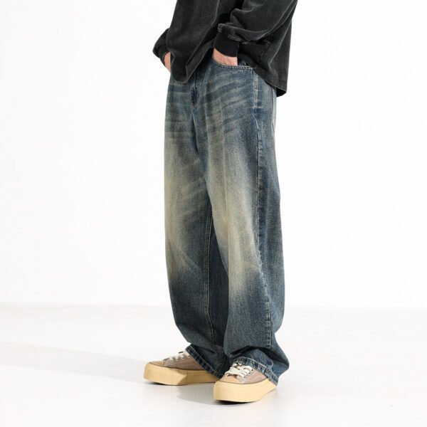 American Retro Hanging Loose Wide Leg Jeans For Men