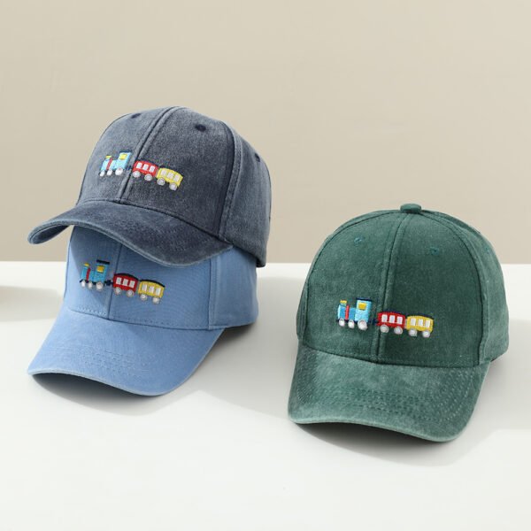 Children Toddler Peaked Cap Small Train Washed Layer Peaked Baseball Hat Trendy