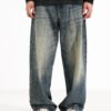 American Retro Hanging Loose Wide Leg Jeans For Men