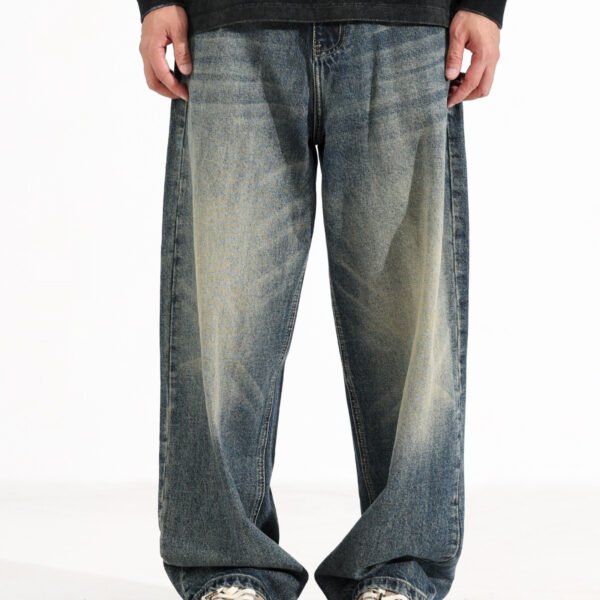 American Retro Hanging Loose Wide Leg Jeans For Men
