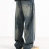 American Retro Hanging Loose Wide Leg Jeans For Men